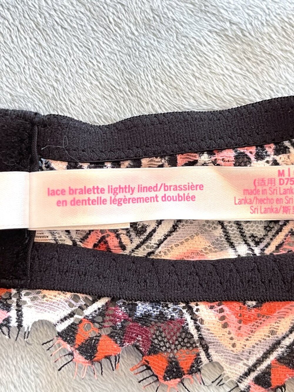 New Victoria's Secret PINK Lace Halter Bralette Bra Geometric Aztec Medium - Picture 9 of 11